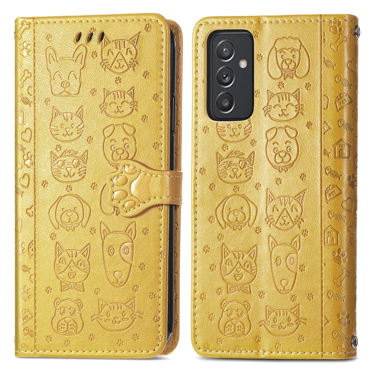 For Galaxy  A82 5G Cute Cat and Dog Embossed Horizontal Flip Leather Case with Holder & Card Slots & Wallet & Lanyard