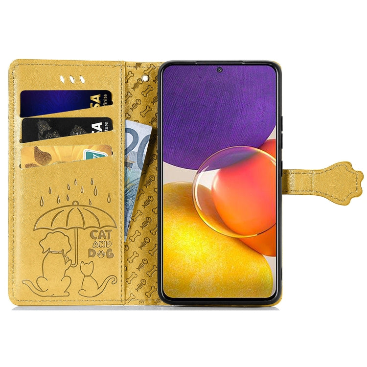 For Galaxy  A82 5G Cute Cat and Dog Embossed Horizontal Flip Leather Case with Holder & Card Slots & Wallet & Lanyard