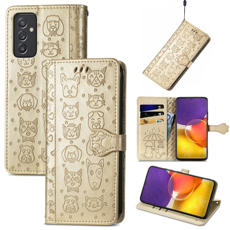 For Galaxy  A82 5G Cute Cat and Dog Embossed Horizontal Flip Leather Case with Holder & Card Slots & Wallet & Lanyard