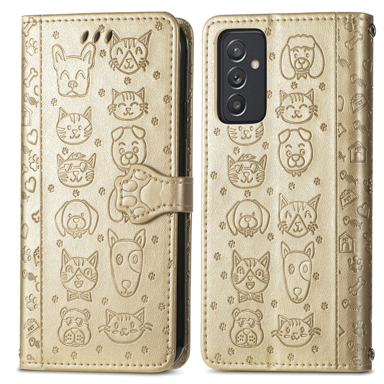 For Galaxy  A82 5G Cute Cat and Dog Embossed Horizontal Flip Leather Case with Holder & Card Slots & Wallet & Lanyard