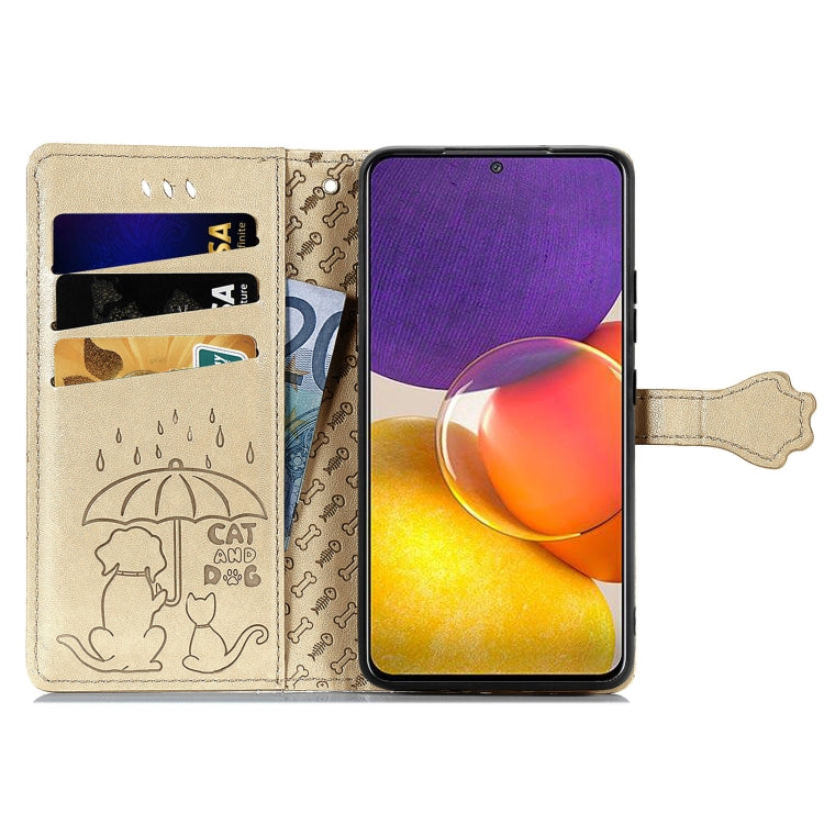 For Galaxy  A82 5G Cute Cat and Dog Embossed Horizontal Flip Leather Case with Holder & Card Slots & Wallet & Lanyard