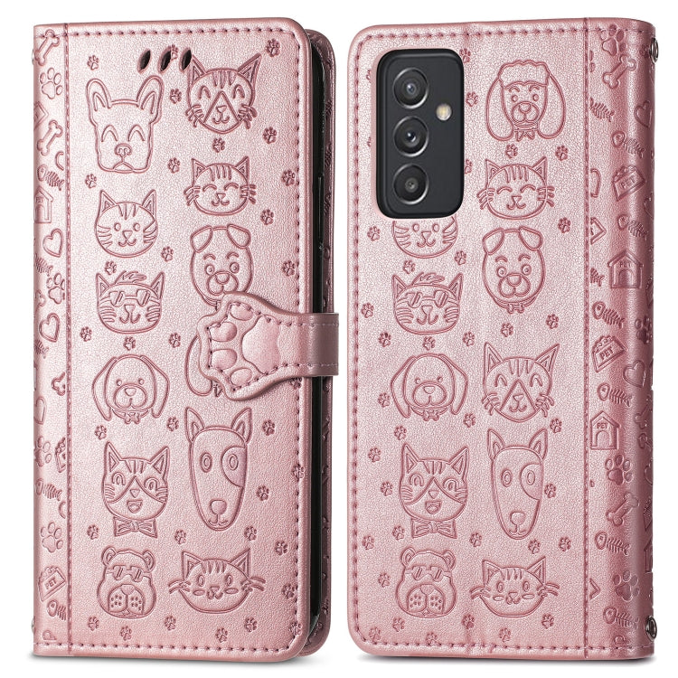 For Galaxy  A82 5G Cute Cat and Dog Embossed Horizontal Flip Leather Case with Holder & Card Slots & Wallet & Lanyard