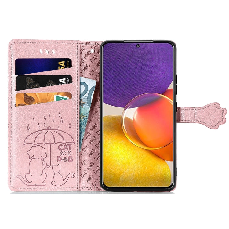For Galaxy  A82 5G Cute Cat and Dog Embossed Horizontal Flip Leather Case with Holder & Card Slots & Wallet & Lanyard