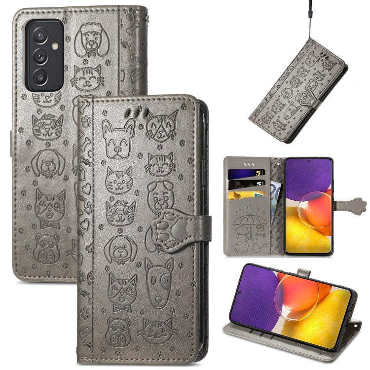 For Galaxy  A82 5G Cute Cat and Dog Embossed Horizontal Flip Leather Case with Holder & Card Slots & Wallet & Lanyard