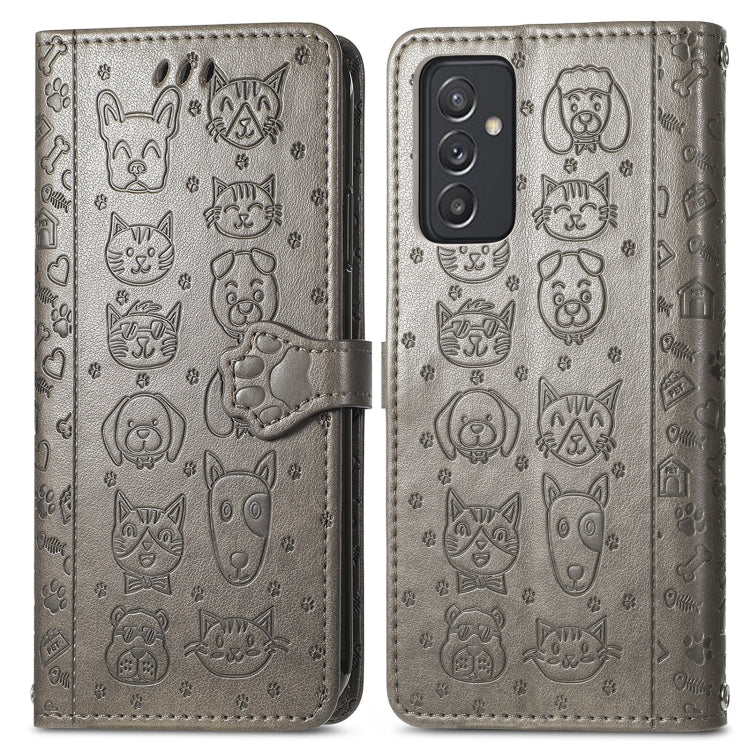 For Galaxy  A82 5G Cute Cat and Dog Embossed Horizontal Flip Leather Case with Holder & Card Slots & Wallet & Lanyard