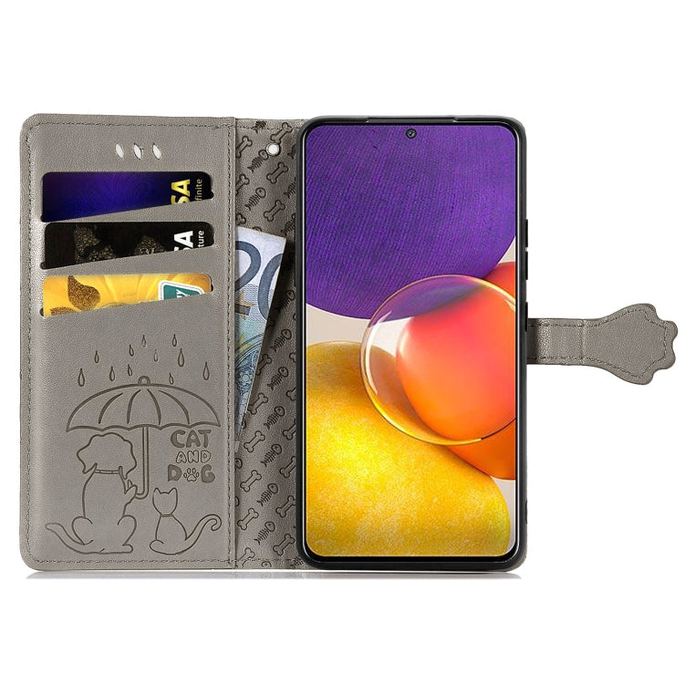 For Galaxy  A82 5G Cute Cat and Dog Embossed Horizontal Flip Leather Case with Holder & Card Slots & Wallet & Lanyard