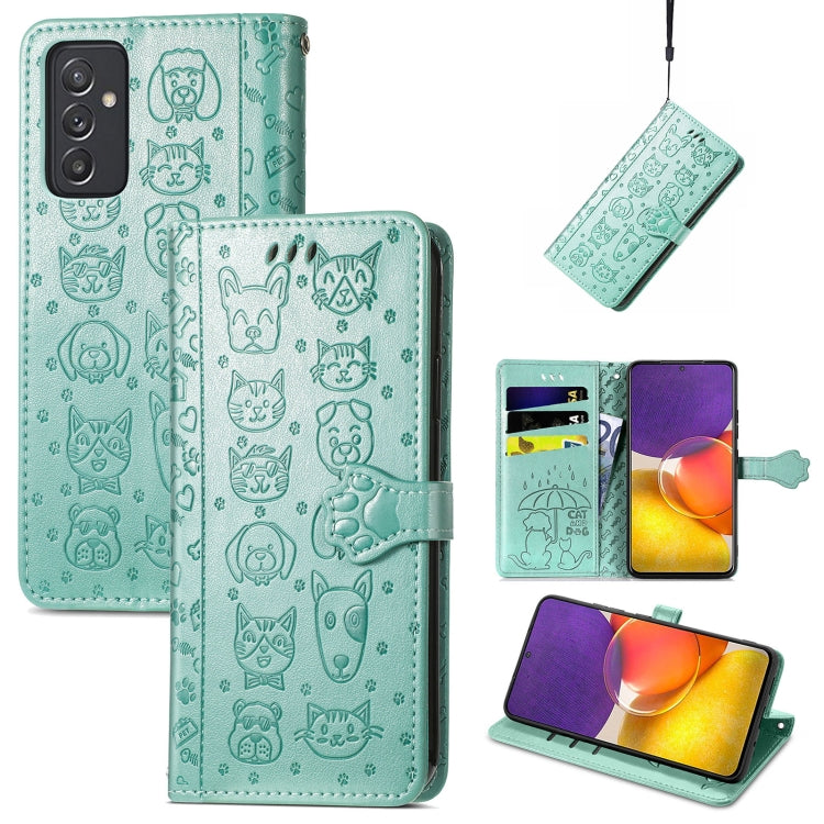 For Galaxy  A82 5G Cute Cat and Dog Embossed Horizontal Flip Leather Case with Holder & Card Slots & Wallet & Lanyard
