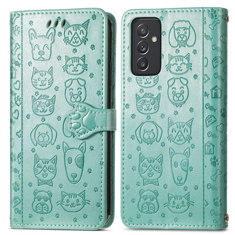 For Galaxy  A82 5G Cute Cat and Dog Embossed Horizontal Flip Leather Case with Holder & Card Slots & Wallet & Lanyard