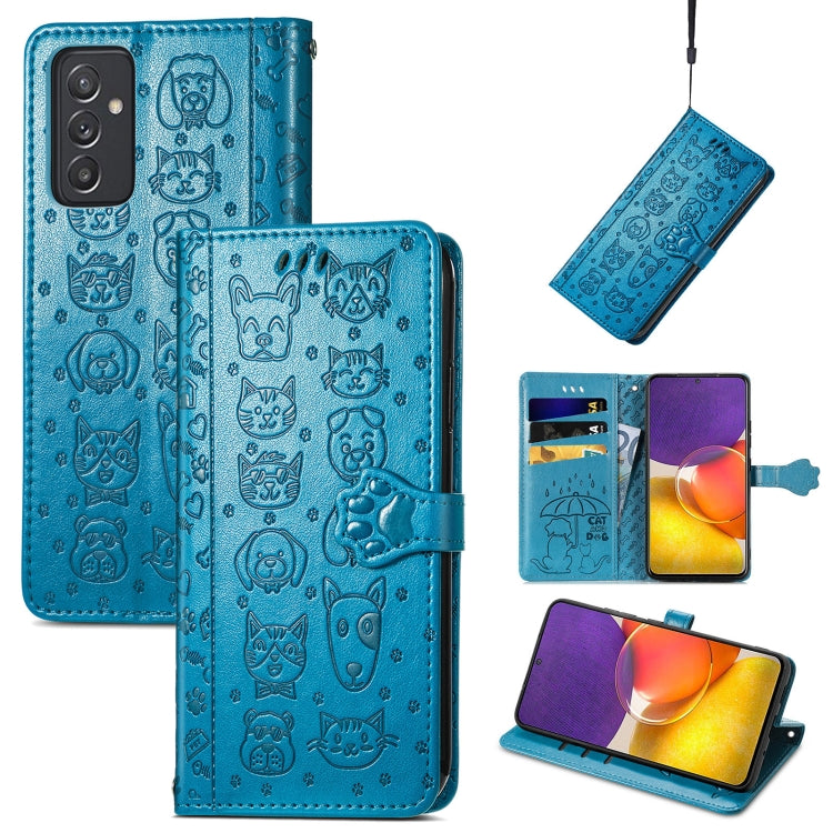 For Galaxy  A82 5G Cute Cat and Dog Embossed Horizontal Flip Leather Case with Holder & Card Slots & Wallet & Lanyard