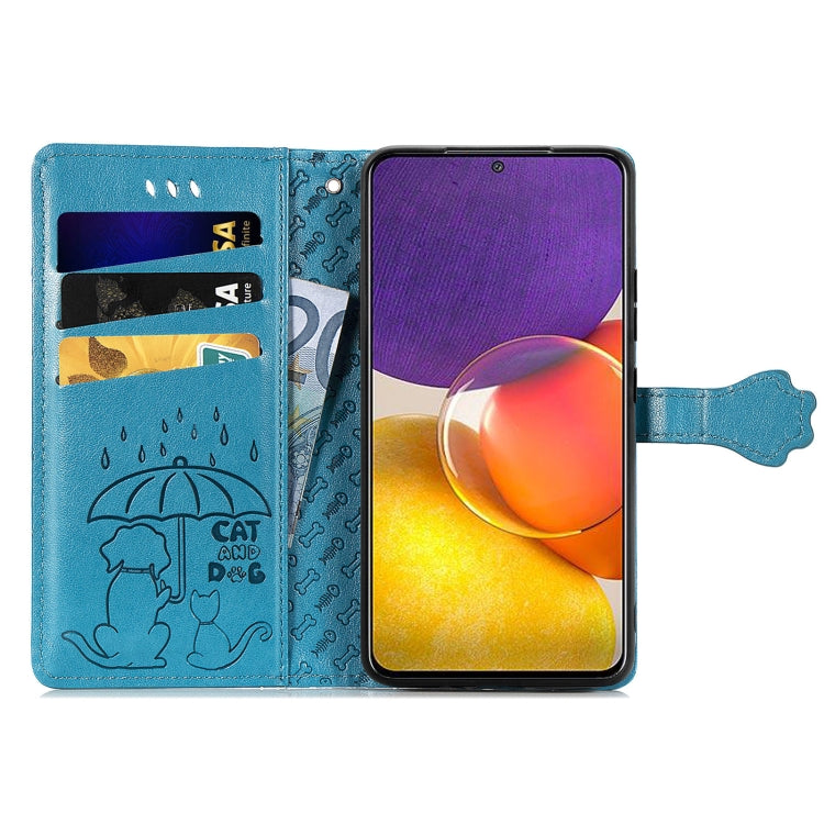 For Galaxy  A82 5G Cute Cat and Dog Embossed Horizontal Flip Leather Case with Holder & Card Slots & Wallet & Lanyard