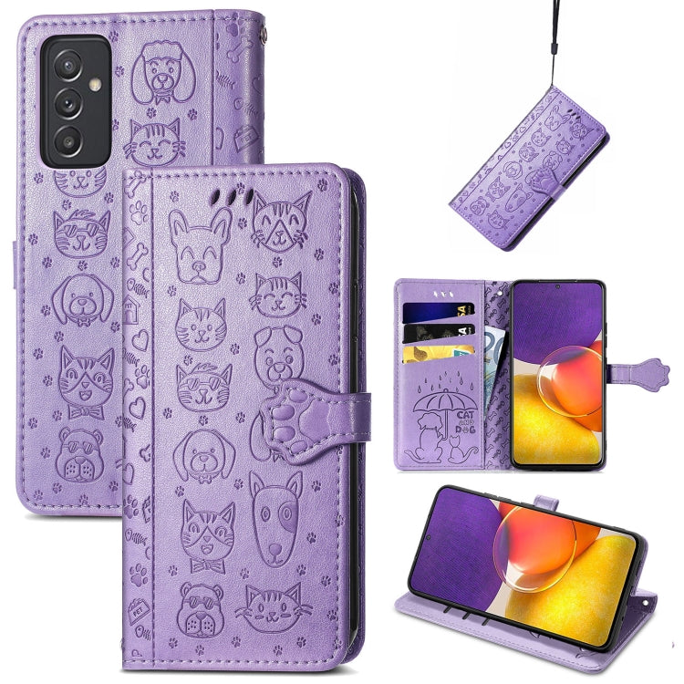 For Galaxy  A82 5G Cute Cat and Dog Embossed Horizontal Flip Leather Case with Holder & Card Slots & Wallet & Lanyard