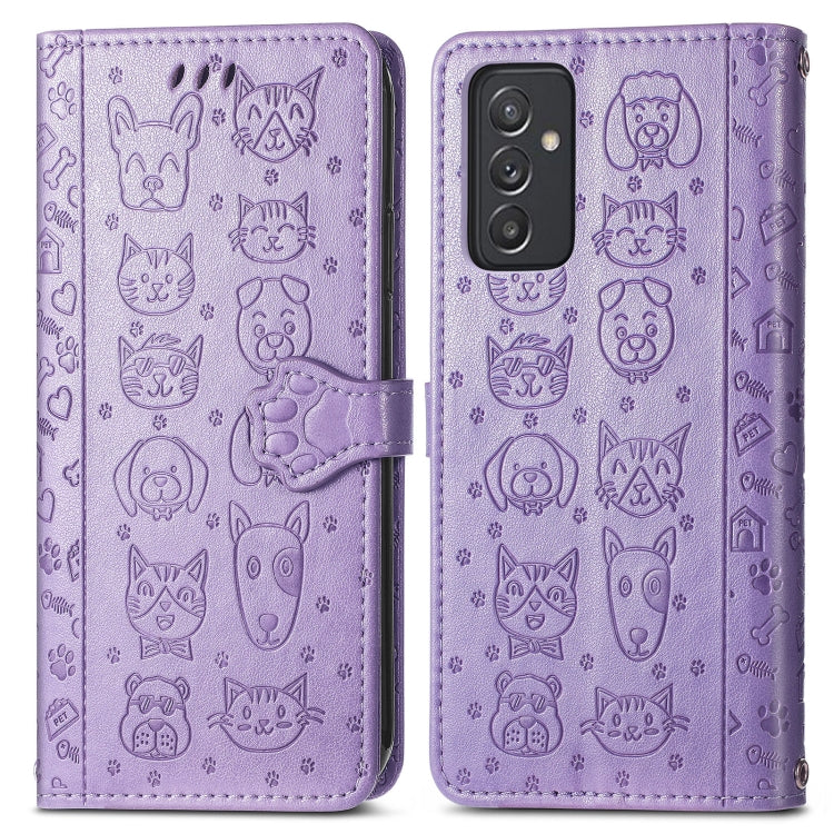For Galaxy  A82 5G Cute Cat and Dog Embossed Horizontal Flip Leather Case with Holder & Card Slots & Wallet & Lanyard