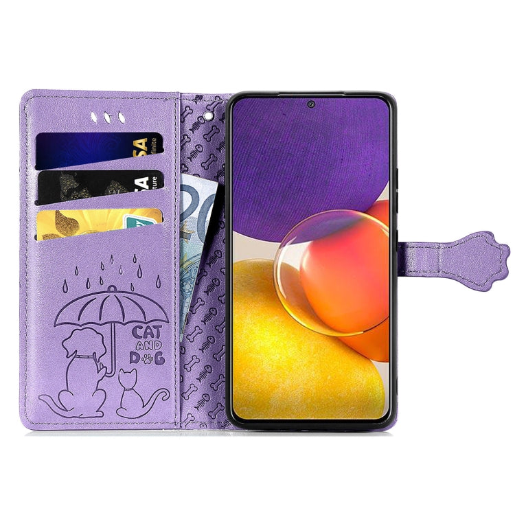 For Galaxy  A82 5G Cute Cat and Dog Embossed Horizontal Flip Leather Case with Holder & Card Slots & Wallet & Lanyard