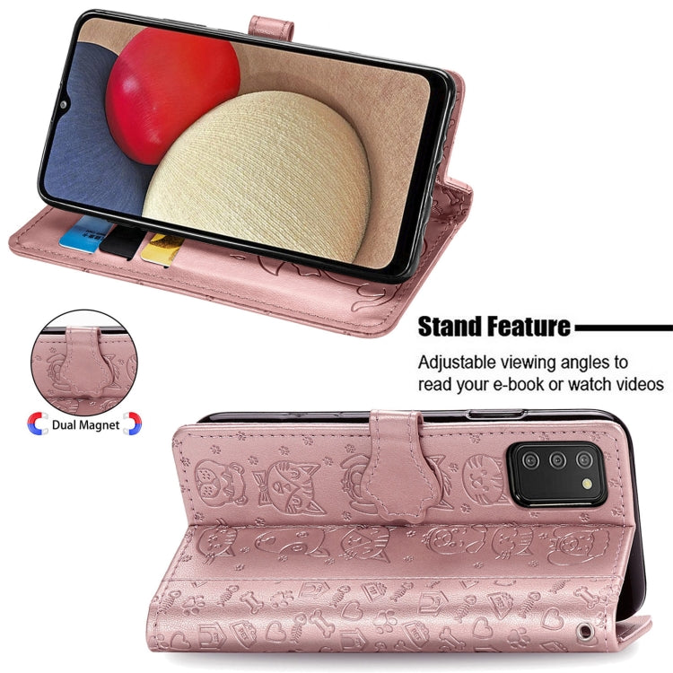 For Samsung Galaxy A03s 164mm Cute Cat and Dog Embossed Horizontal Flip Leather Case with Holder & Card Slots & Wallet & Lanyard