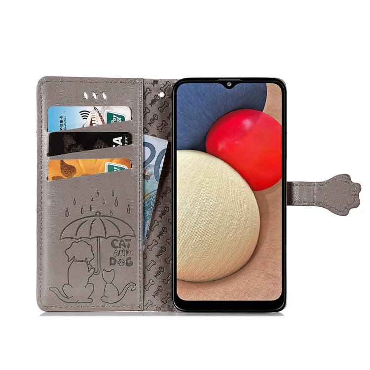 For Samsung Galaxy A03s 164mm Cute Cat and Dog Embossed Horizontal Flip Leather Case with Holder & Card Slots & Wallet & Lanyard