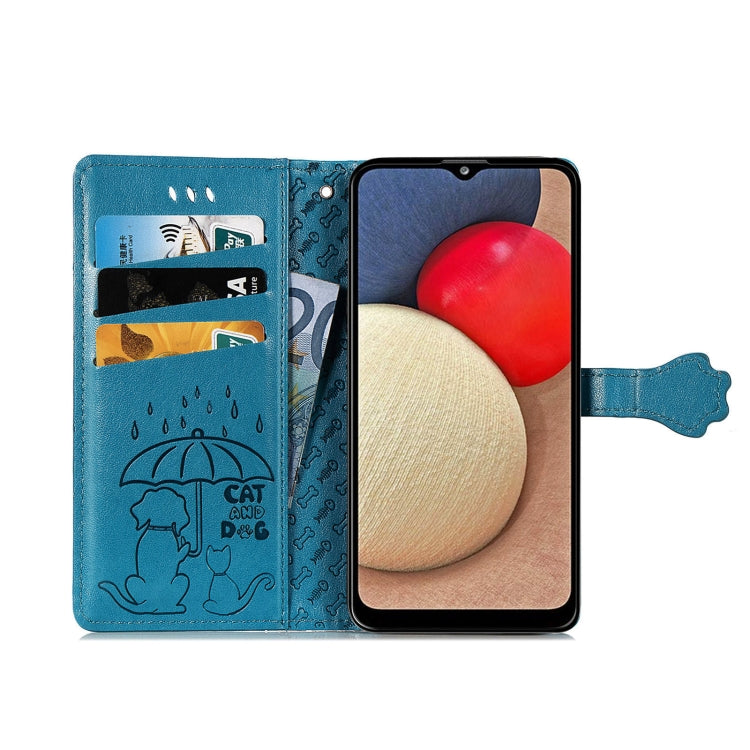 For Samsung Galaxy A03s 164mm Cute Cat and Dog Embossed Horizontal Flip Leather Case with Holder & Card Slots & Wallet & Lanyard