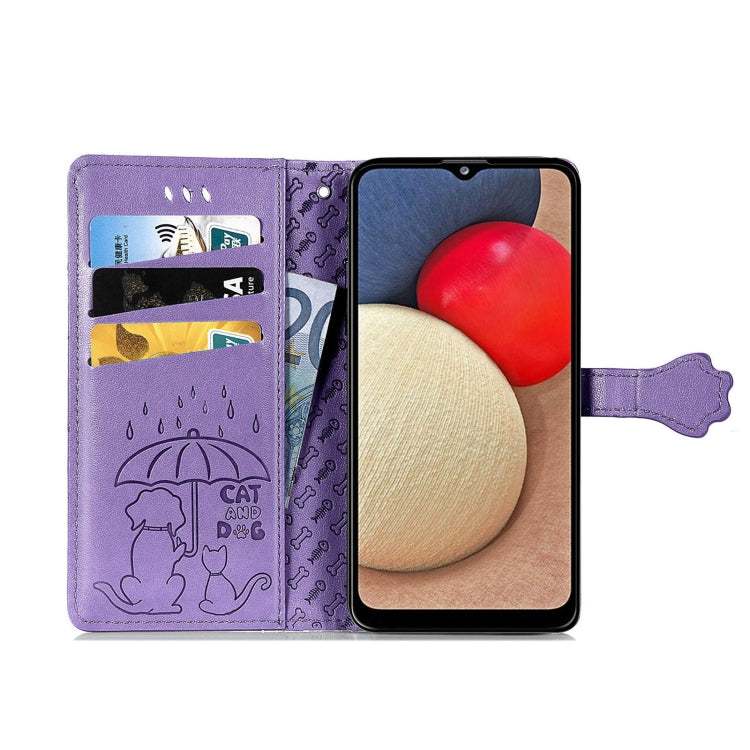 For Samsung Galaxy A03s 164mm Cute Cat and Dog Embossed Horizontal Flip Leather Case with Holder & Card Slots & Wallet & Lanyard