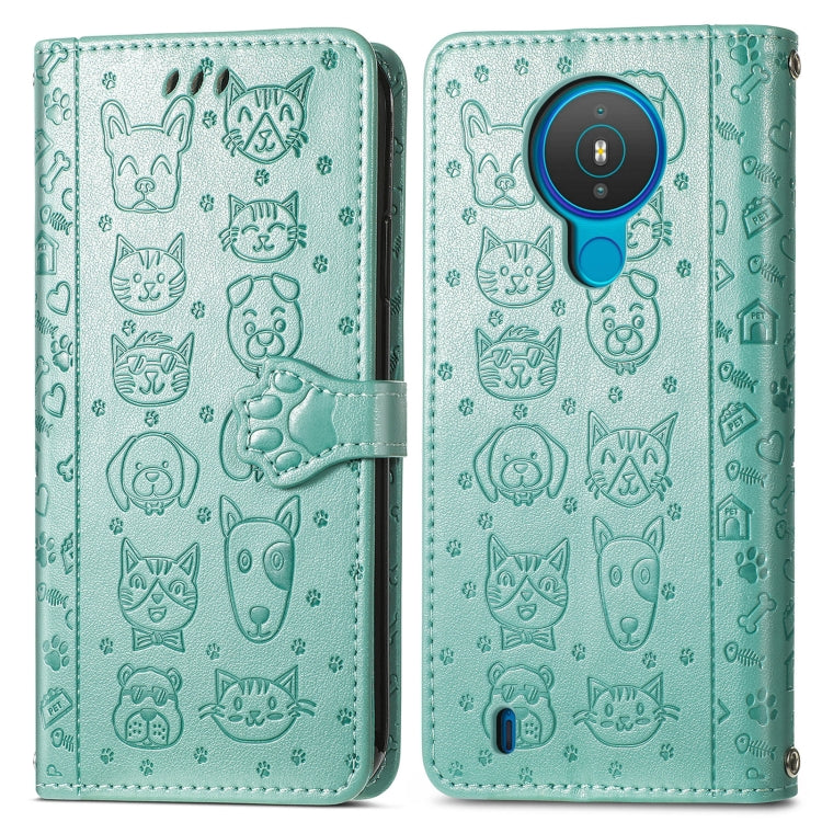 For Nokia 1.4 Cute Cat and Dog Embossed Horizontal Flip Leather Case with Holder & Card Slots & Wallet & Lanyard