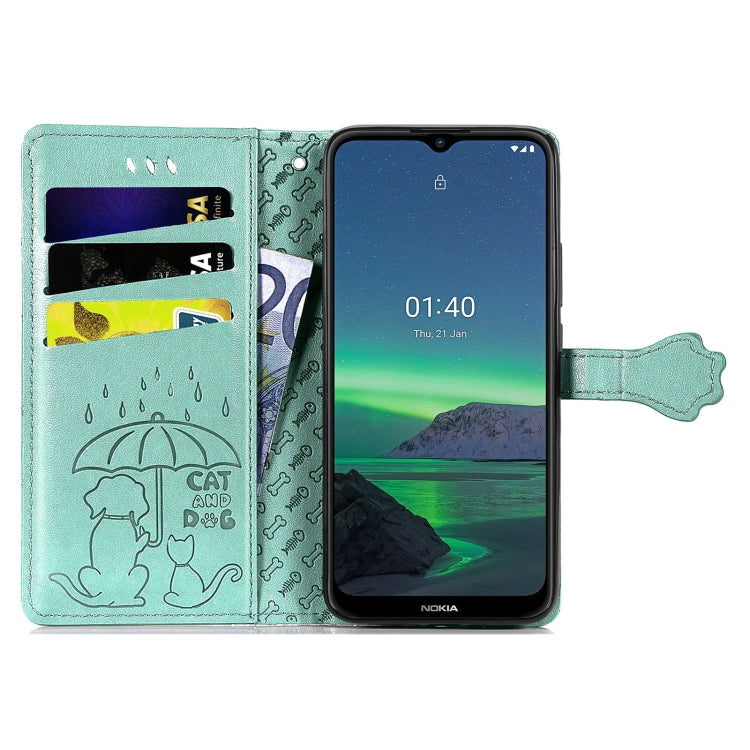 For Nokia 1.4 Cute Cat and Dog Embossed Horizontal Flip Leather Case with Holder & Card Slots & Wallet & Lanyard
