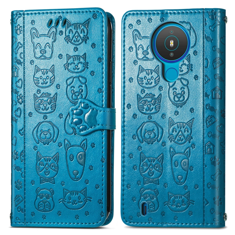 For Nokia 1.4 Cute Cat and Dog Embossed Horizontal Flip Leather Case with Holder & Card Slots & Wallet & Lanyard