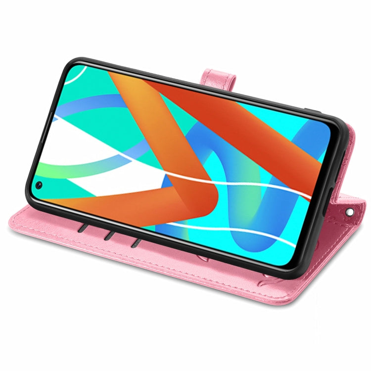 For OPPO Realme V15 5G Cute Cat and Dog Embossed Horizontal Flip Leather Case with Holder & Card Slots & Wallet & Lanyard