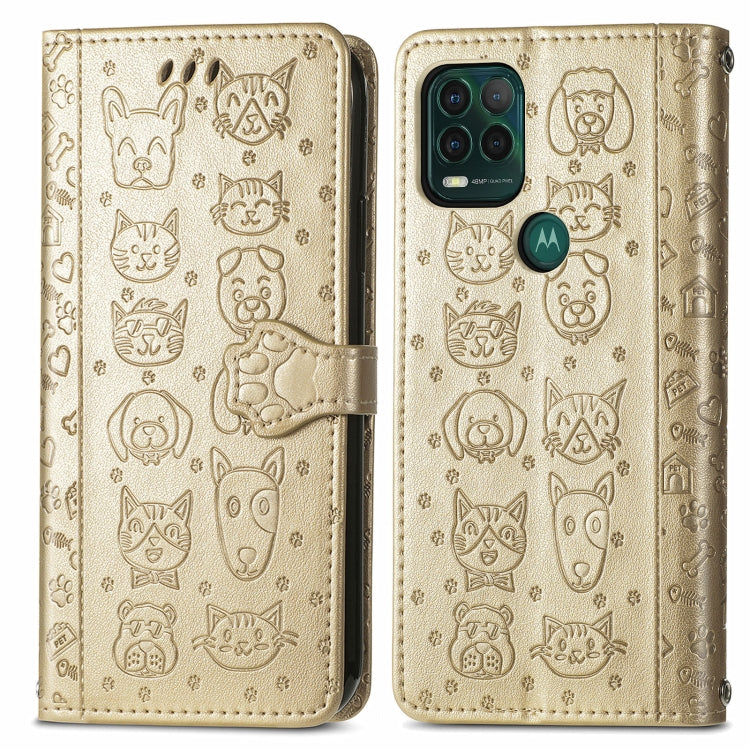 For Motorola MOTO G Stylus 5G Cute Cat and Dog Embossed Horizontal Flip Leather Case with Holder & Card Slots & Wallet & Lanyard