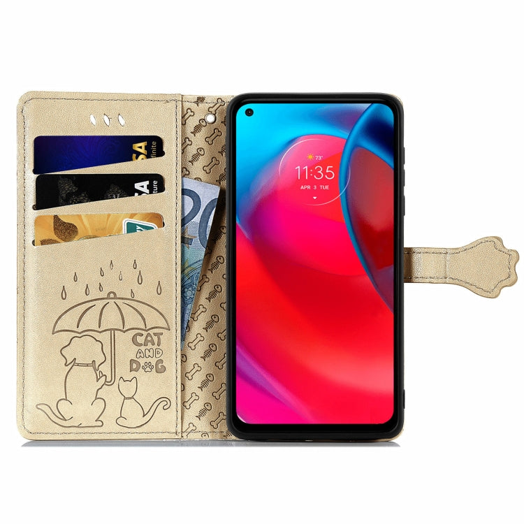 For Motorola MOTO G Stylus 5G Cute Cat and Dog Embossed Horizontal Flip Leather Case with Holder & Card Slots & Wallet & Lanyard