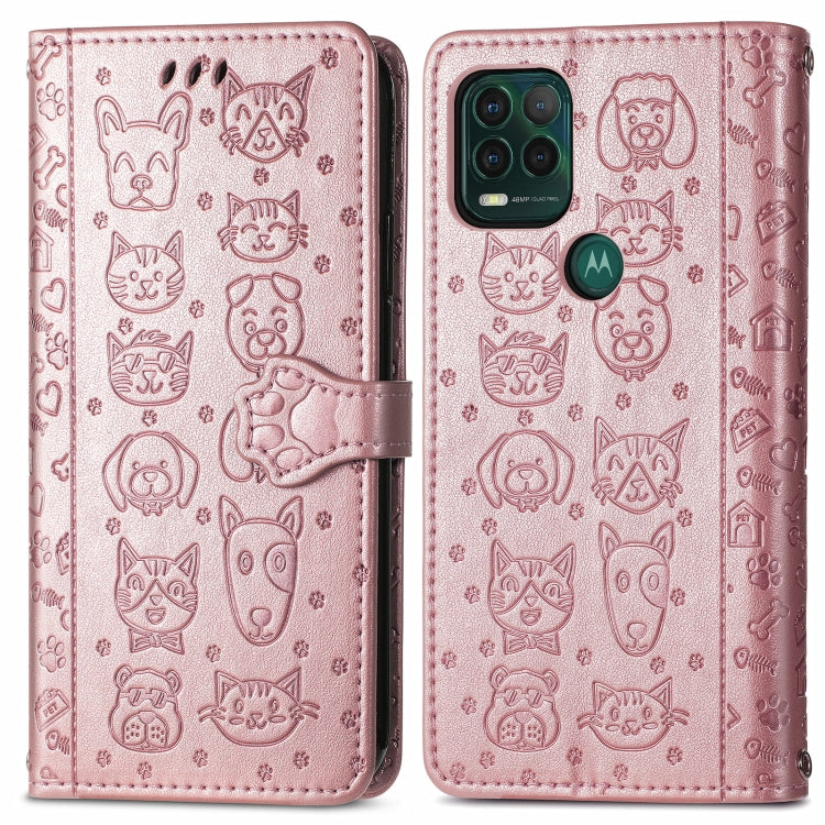 For Motorola MOTO G Stylus 5G Cute Cat and Dog Embossed Horizontal Flip Leather Case with Holder & Card Slots & Wallet & Lanyard