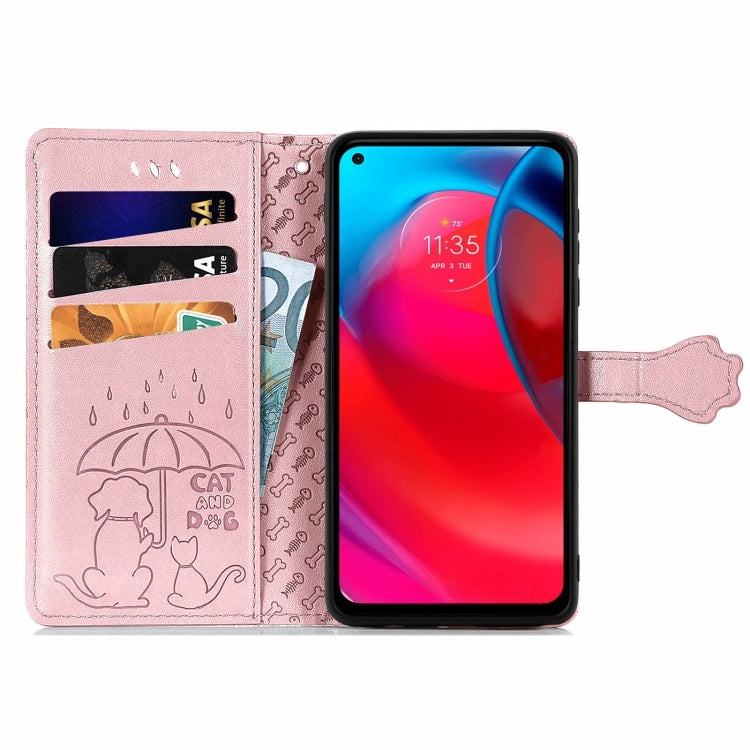 For Motorola MOTO G Stylus 5G Cute Cat and Dog Embossed Horizontal Flip Leather Case with Holder & Card Slots & Wallet & Lanyard
