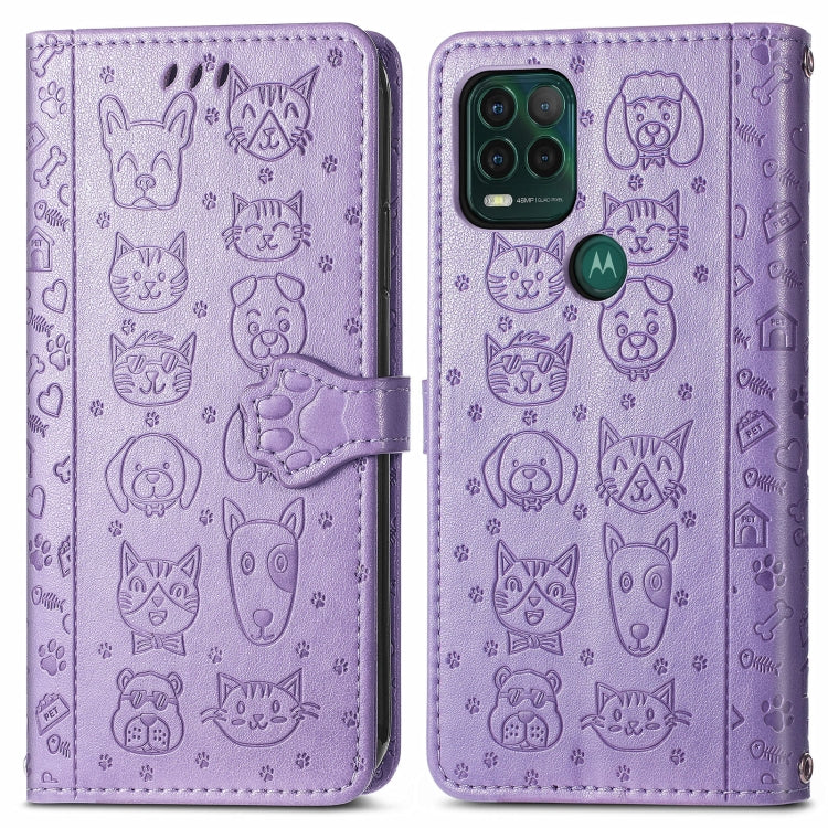 For Motorola MOTO G Stylus 5G Cute Cat and Dog Embossed Horizontal Flip Leather Case with Holder & Card Slots & Wallet & Lanyard