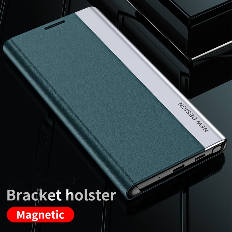 For Samsung Galaxy A32 5G Side Electroplated Magnetic Ultra-Thin Horizontal Flip Leather Case with Holder