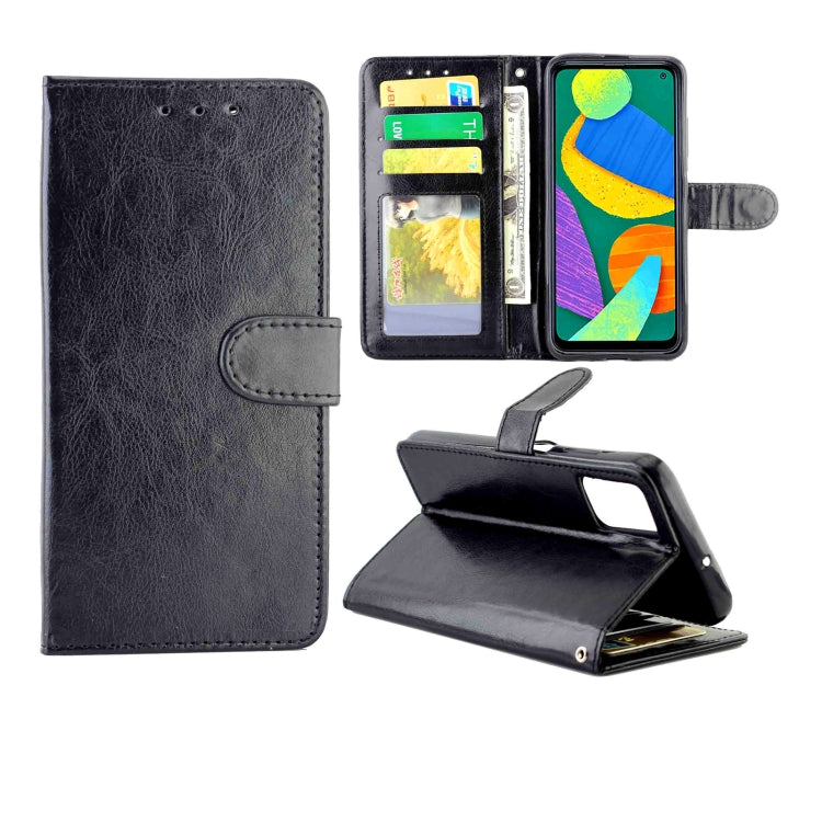 For Samsung Galaxy F52 5G Crazy Horse Texture Leather Horizontal Flip Protective Case with Holder & Card Slots & Wallet & Photo Frame