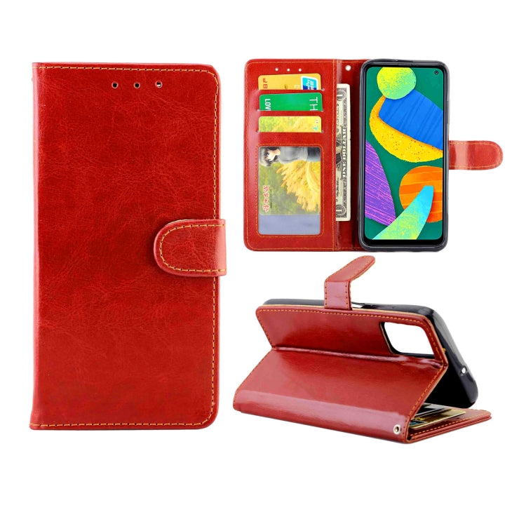 For Samsung Galaxy F52 5G Crazy Horse Texture Leather Horizontal Flip Protective Case with Holder & Card Slots & Wallet & Photo Frame