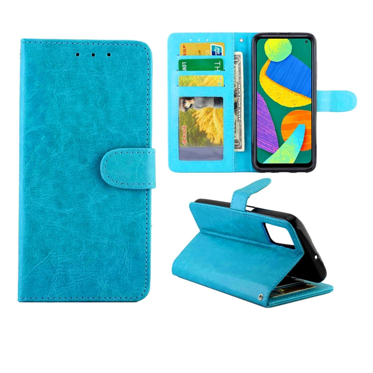 For Samsung Galaxy F52 5G Crazy Horse Texture Leather Horizontal Flip Protective Case with Holder & Card Slots & Wallet & Photo Frame