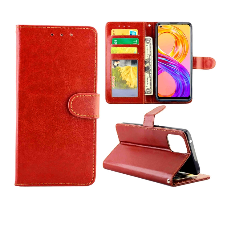 For OPPO Realme 8 / 8 Pro Crazy Horse Texture Leather Horizontal Flip Protective Case with Holder & Card Slots & Wallet & Photo Frame