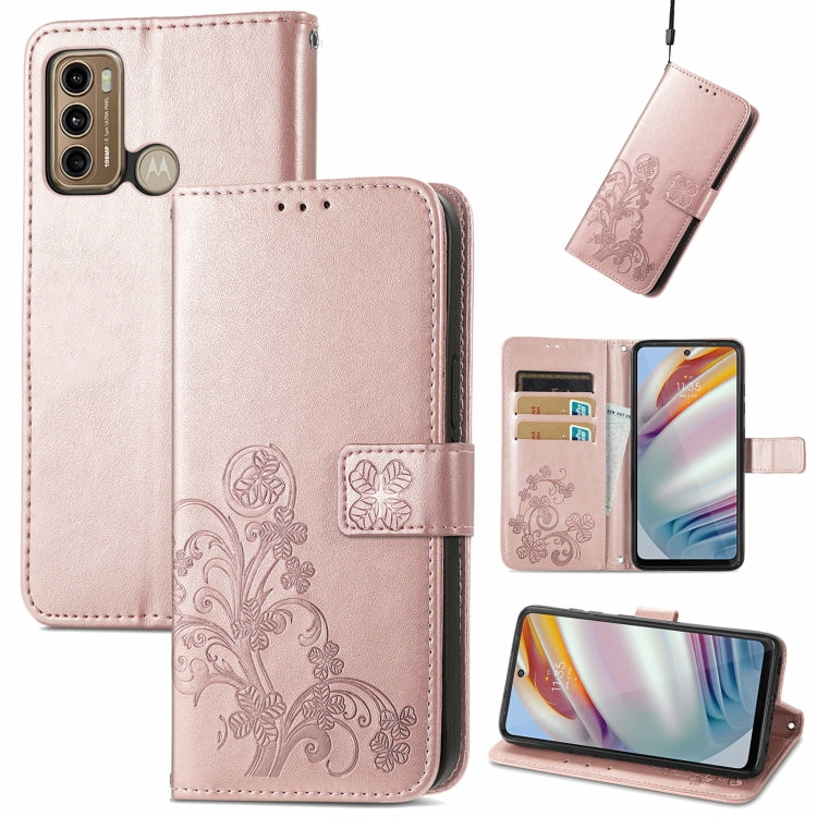For Xiaomi Redmi Note 10 Pro 5G/Poco X3 GT Four-leaf Clasp Embossed Buckle Mobile Phone Protection Leather Case with Lanyard & Card Slot & Wallet & Bracket Function