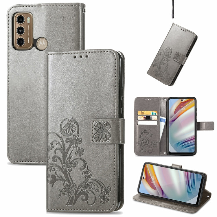 For Xiaomi Redmi Note 10 Pro 5G/Poco X3 GT Four-leaf Clasp Embossed Buckle Mobile Phone Protection Leather Case with Lanyard & Card Slot & Wallet & Bracket Function