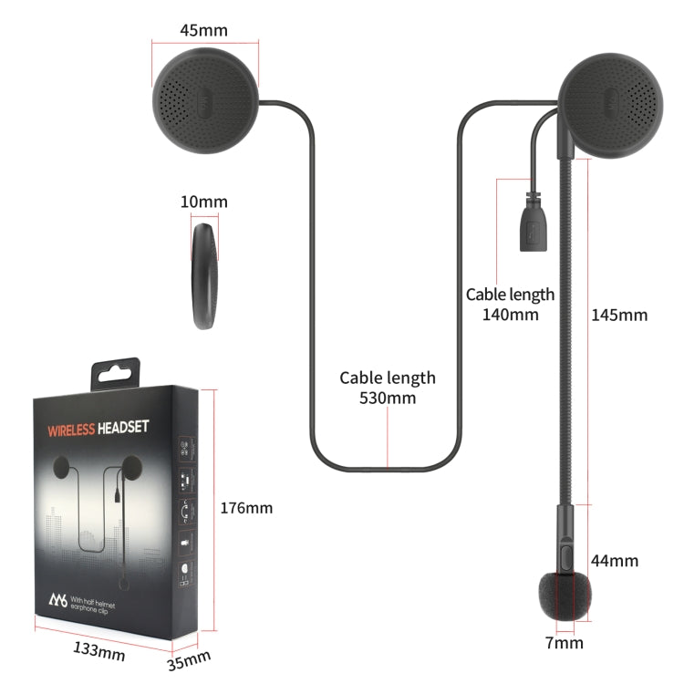 M6 Motorcycle Helmet Bluetooth Headset V5.0 Stereo with Fixing Clip