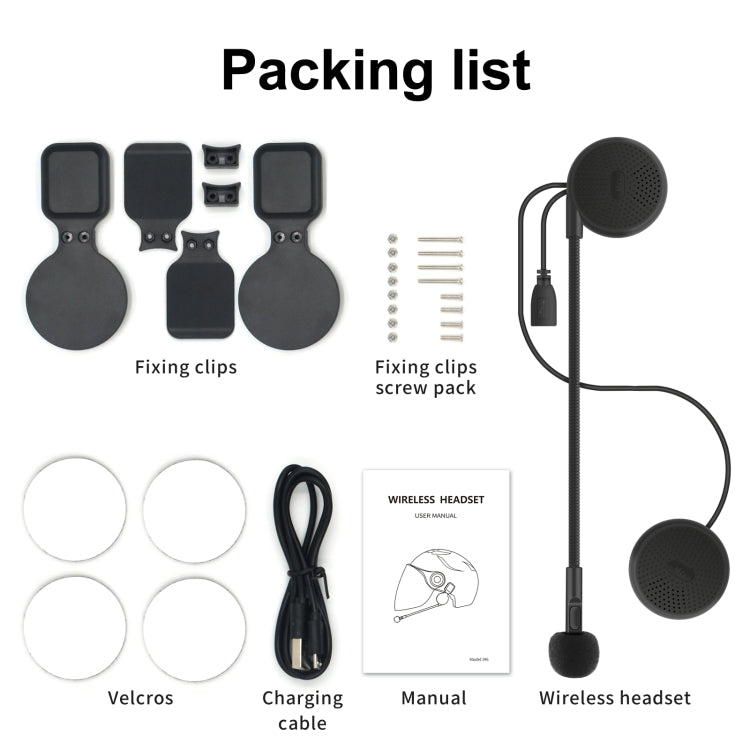 M6 Motorcycle Helmet Bluetooth Headset V5.0 Stereo with Fixing Clip