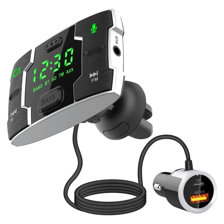 BC75 Wireless Car Bluetooth 5.0 FM Transmitter Hands-free Kit QC3.0 Dual USB PD Car Charger