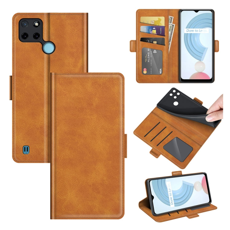 For OPPO Realme C21Y Dual-side Magnetic Buckle Horizontal Flip Leather Case with Holder & Card Slots & Wallet