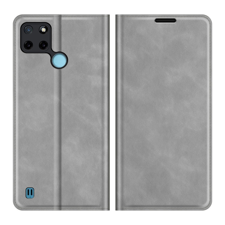 For OPPO Realme C21Y Retro-skin Business Magnetic Suction Leather Case with Holder & Card Slots & Wallet