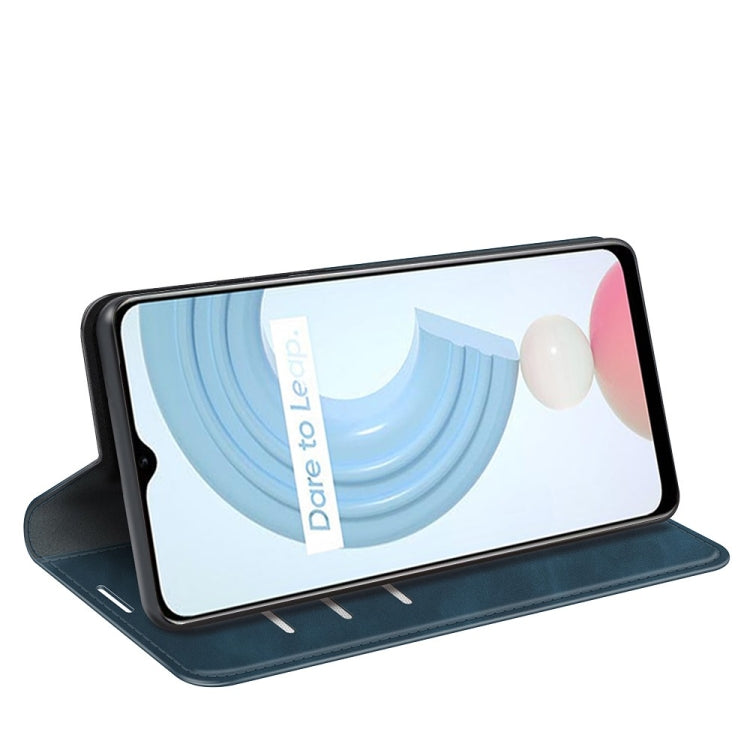 For OPPO Realme C21Y Retro-skin Business Magnetic Suction Leather Case with Holder & Card Slots & Wallet