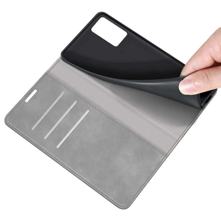 For Samsung Galaxy F52 5G Retro-skin Business Magnetic Suction Leather Case with Holder & Card Slots & Wallet