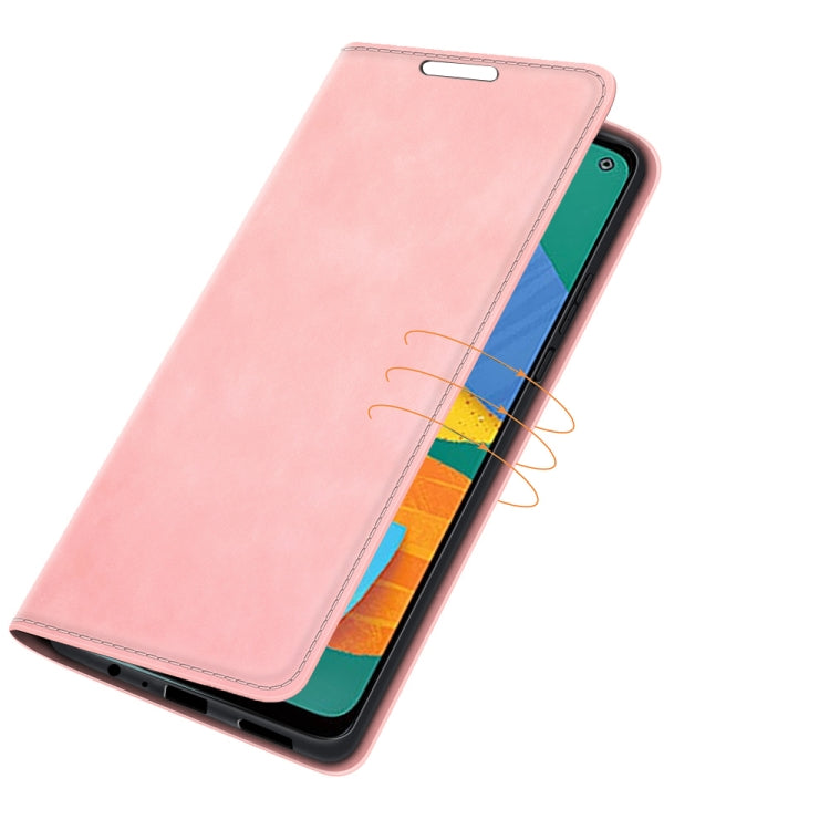 For Samsung Galaxy F52 5G Retro-skin Business Magnetic Suction Leather Case with Holder & Card Slots & Wallet