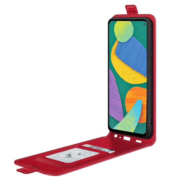 For Samsung Galaxy F52 5G R64 Texture Single Vertical Flip Leather Protective Case with Card Slots & Photo Frame