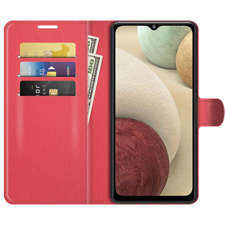 For Samsung Galaxy F12 / M12 Litchi Texture Horizontal Flip Protective Case with Holder & Card Slots & Wallet
