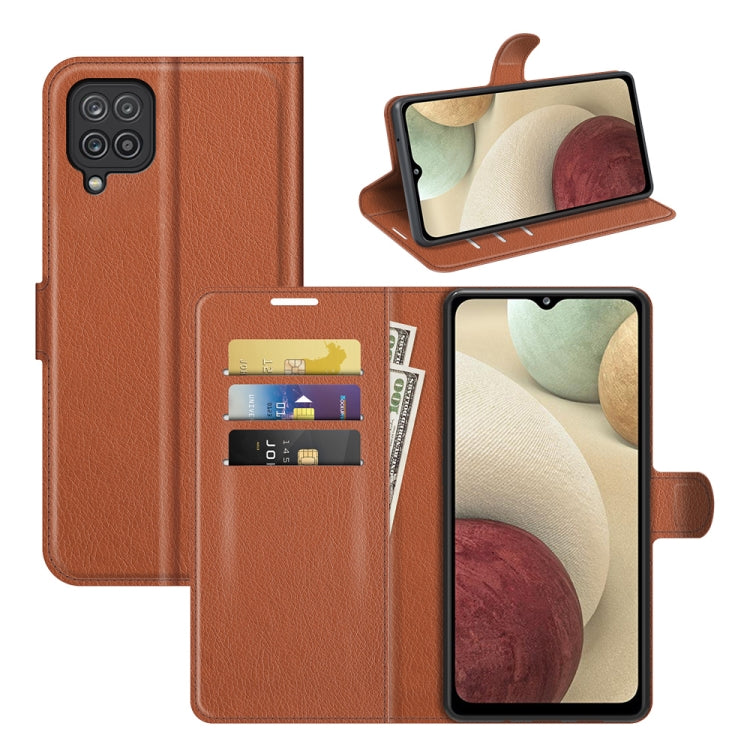 For Samsung Galaxy F12 / M12 Litchi Texture Horizontal Flip Protective Case with Holder & Card Slots & Wallet