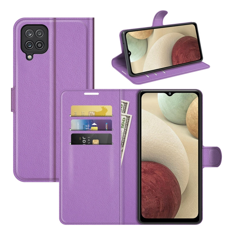 For Samsung Galaxy F12 / M12 Litchi Texture Horizontal Flip Protective Case with Holder & Card Slots & Wallet