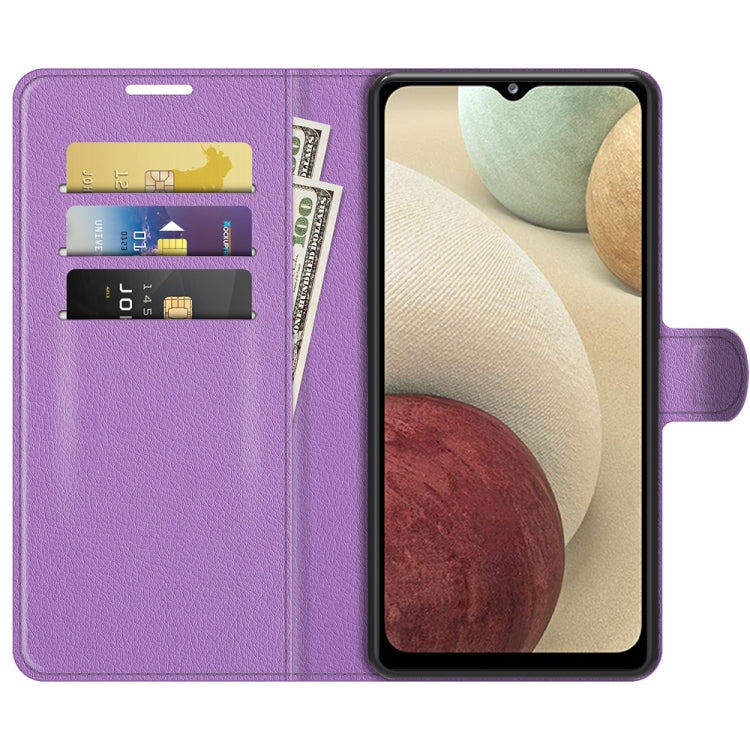 For Samsung Galaxy F12 / M12 Litchi Texture Horizontal Flip Protective Case with Holder & Card Slots & Wallet